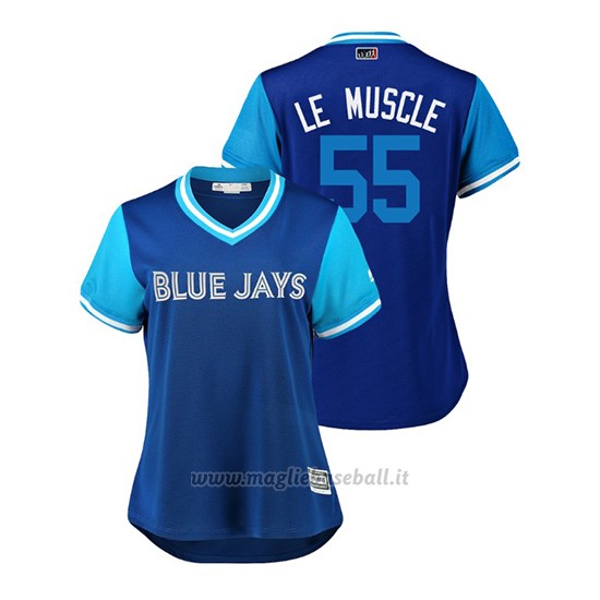 Maglia Baseball Donna TOrnto Blue Jays Russell Martin 2018 Llws Players Weekend Le Muscle Blu